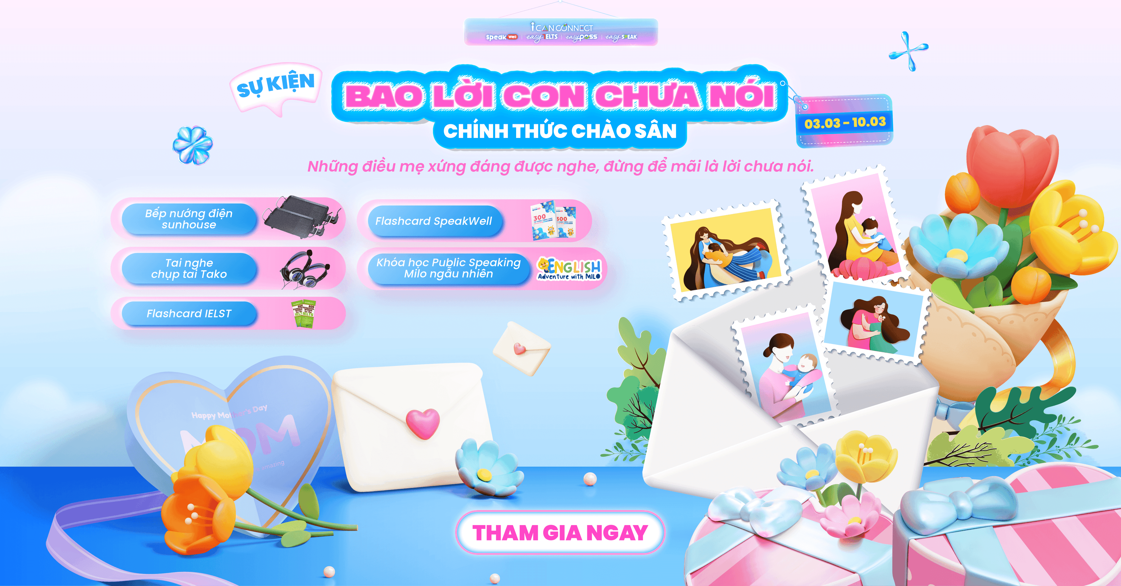 CHIẾN DỊCH 8/3 “BAO LỜI CON CHƯA NÓI”: TRẠM KẾT NỐI YÊU THƯƠNG BẰNG TIẾNG ANH CHO MỌI LỨA TUỔI